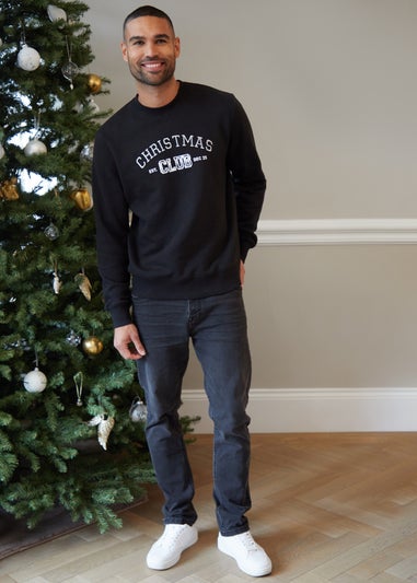 Threadbare Black Christmas Slogan Sweatshirt