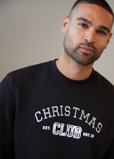 Threadbare Black Christmas Slogan Sweatshirt