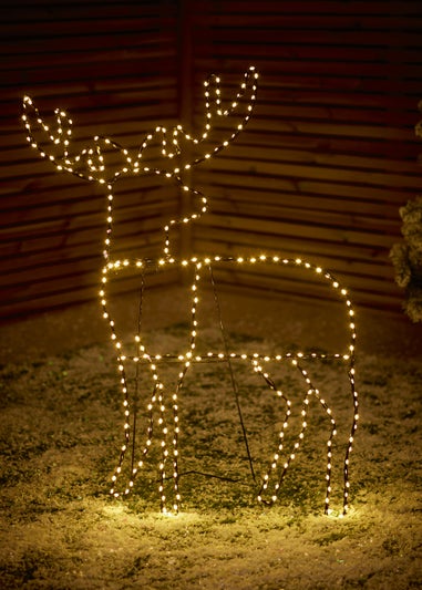 Premier Decorations Twinkling Flexibrights Reindeer Light Sculpture with 294 Warm White LEDs 80cm