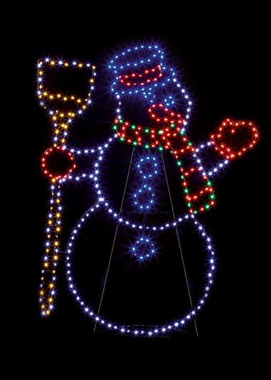 Premier Decorations Twinkling Flexibrights Snowman Light Sculpture with 285 Multi Coloured LEDs 100cm