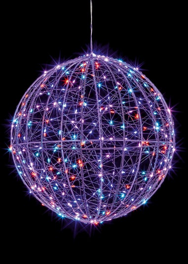 Premier Decorations White Wire Wrapped Ball with 300 Rainbow LEDs 30cm