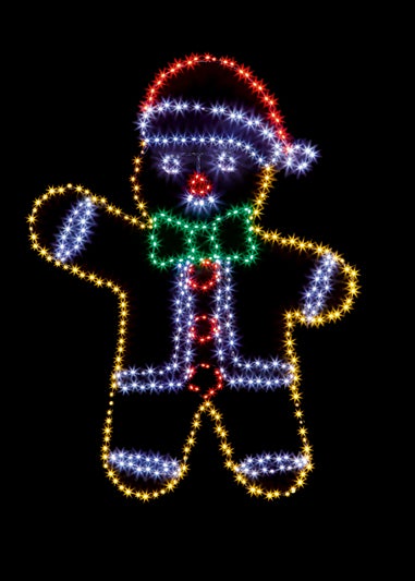 Premier Decorations Twinkling Flexibrights Gingerbread Man with 456 Multi Coloured LEDs 120cm