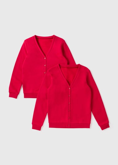 2 Pack Girls Red V-Neck Cardigans (3-13yrs)
