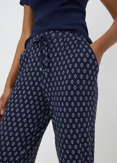 Navy Harem Printed Trousers