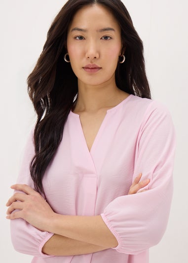 Pink V-Neck Airflow Blouse