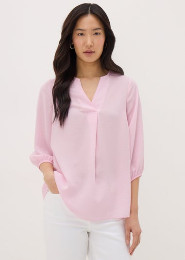 Pink V-Neck Airflow Blouse