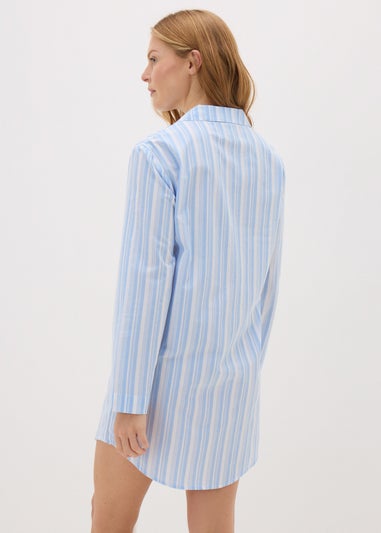 Blue Stripe Cotton Shirt Nightie