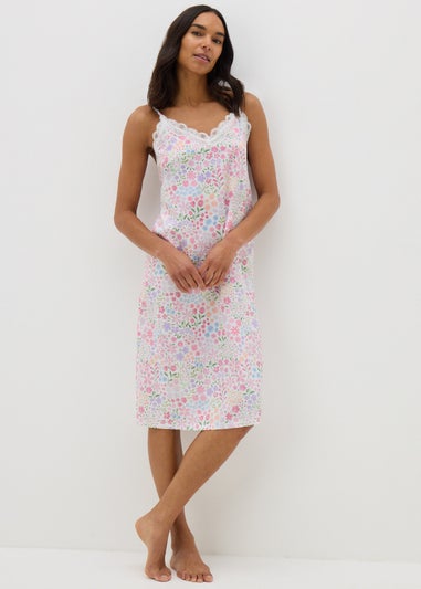 Pink Floral Satin Chemise Nightie