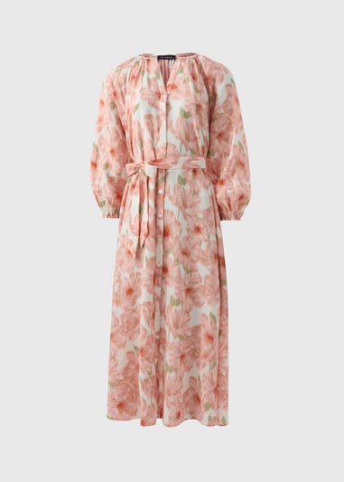 Et Vous Pink Floral Midaxi Shirt Dress