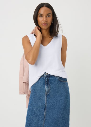 White V-Neck Vest Top