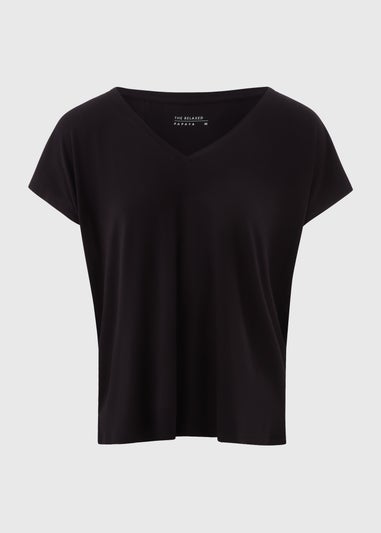 Black V-Neck Relaxed Fit T-Shirt
