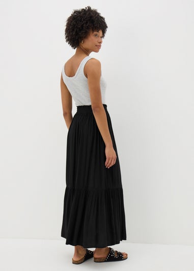 Black Cheesecloth Maxi Skirt