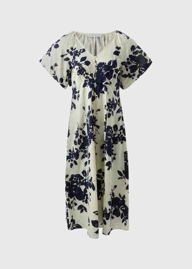 Navy Floral Broderie Anglaise Midi Tea Dress