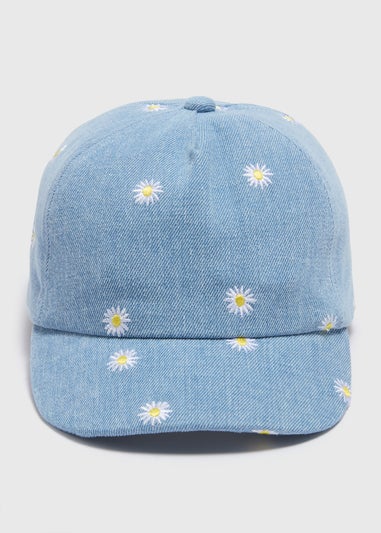 Girls Denim Blue Daisy Cap