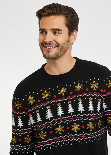 Threadbare Black Crew Neck Christmas Jumper