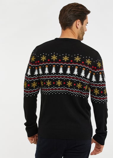 Threadbare Black Crew Neck Christmas Jumper