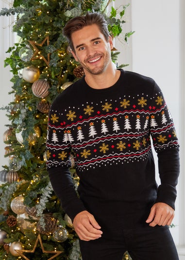 Threadbare Black Crew Neck Christmas Jumper