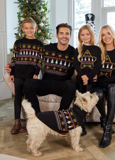 Threadbare Black Crew Neck Christmas Jumper