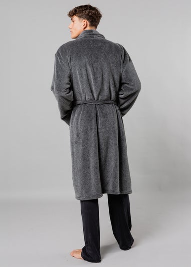 Tokyo Laundry Navy Plush Shawl Collar Dressing Gown