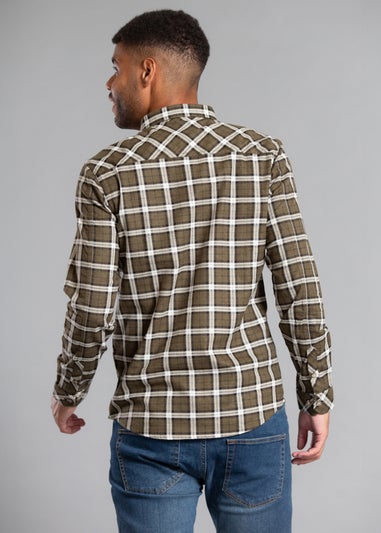 Tokyo Laundry Khaki Cotton Long Sleeve Flannel Shirt