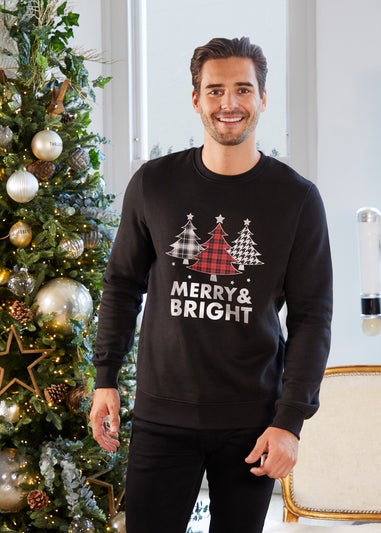 Threadbare Black Crew Neck Christmas Tree Sweatshirt