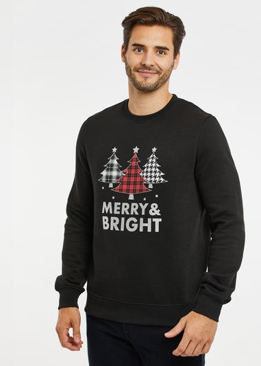 Threadbare Black Crew Neck Christmas Tree Sweatshirt