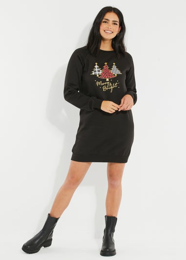 Threadbare Black Merry Christmas Tree Sweater Dress