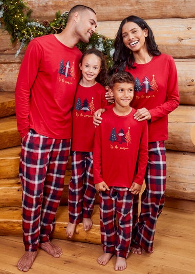 Threadbare Red Season Cotton Check Long Sleeve Christmas Pyjama Set