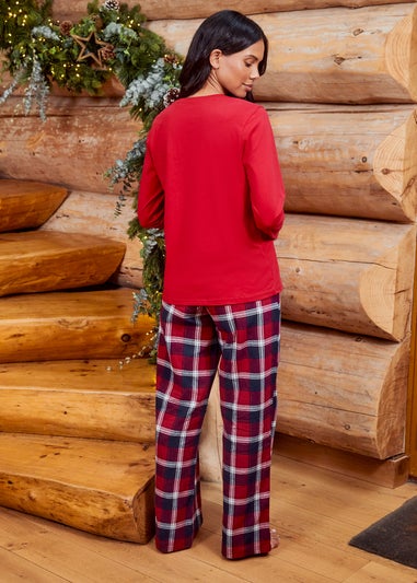 Threadbare Red Season Cotton Check Long Sleeve Christmas Pyjama Set