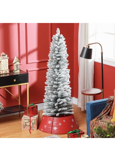 HOMCOM Artificial Pencil Christmas Tree with Snow Flocked Tips