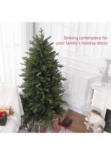 HOMCOM Green Artificial Christmas Tree with Hinged Branches