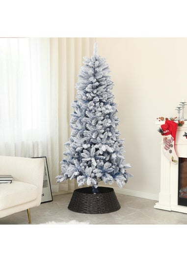 HOMCOM Artificial Blue Snow Flocked Christmas Tree