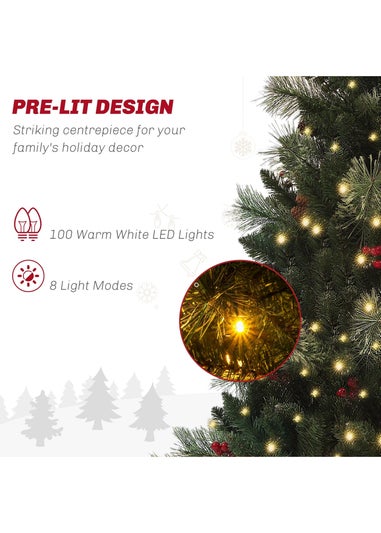 HOMCOM Green Prelit Christmas Tree with LED Lights