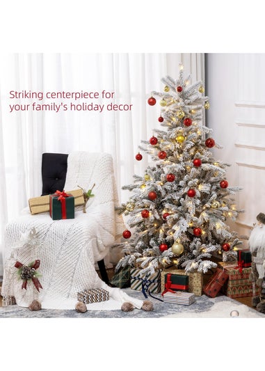 HOMCOM Green Artificial Christmas Tree with Snow Branches