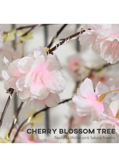 HOMCOM Pink Cherry Blossom Tree Light