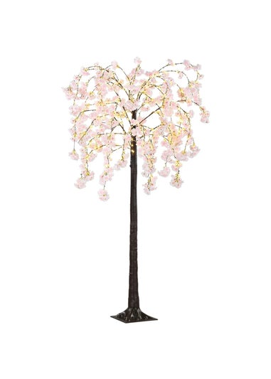 HOMCOM Pink Cherry Blossom Tree Light