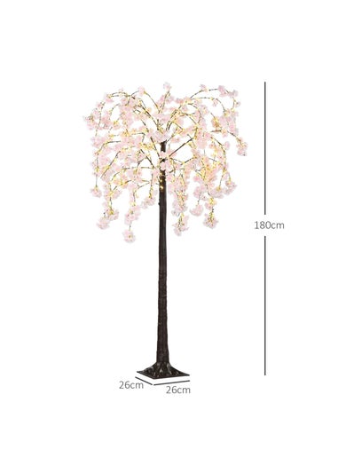 HOMCOM Pink Cherry Blossom Tree Light