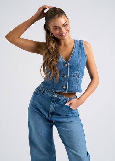 Urban Bliss Mid Blue Wide Leg Jean