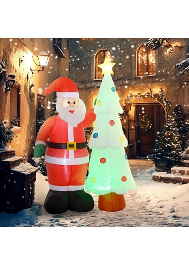 Outsunny Red Christmas Inflatable Decoration Santa Claus