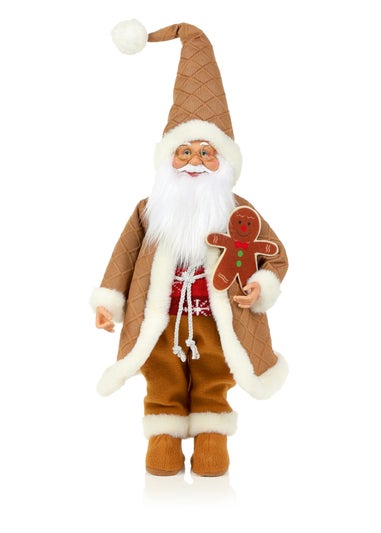 Premier Decorations Gingerbread Standing Santa Ornament 69cm