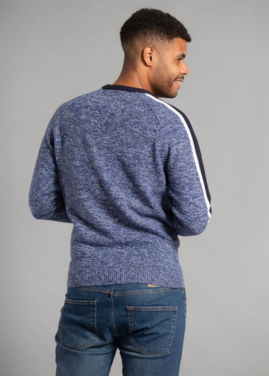 Tokyo Laundry Blue Crew Neck Jumper with Contrast Sleeve