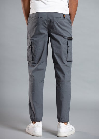 Tokyo Laundry Grey Cotton Blend Cargo Trousers with Zipped Hems