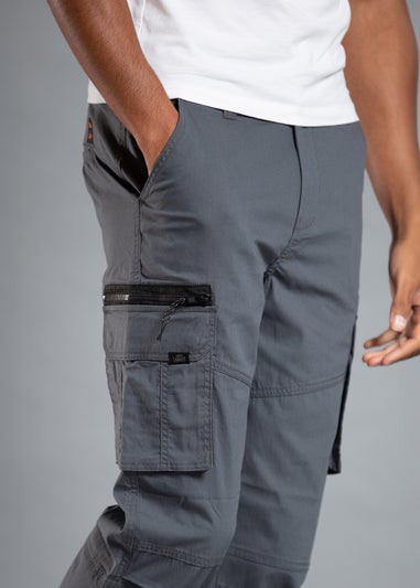 Tokyo Laundry Grey Cotton Blend Cargo Trousers with Zipped Hems