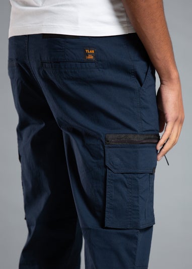 Tokyo Laundry Navy Cotton Blend Cargo Trousers with Zipped Hems