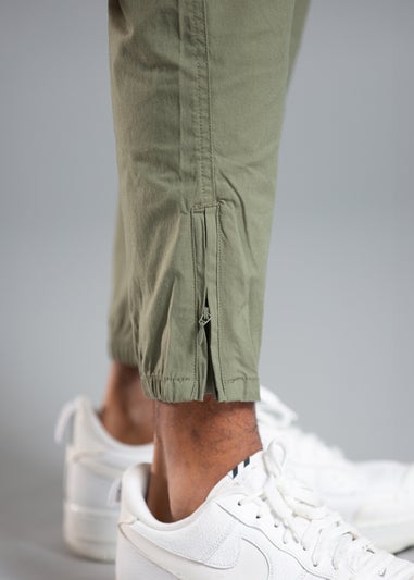 Tokyo Laundry Khaki Cotton Blend Cargo Trousers with Zipped Hems