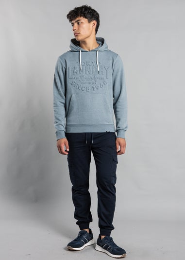 Tokyo Laundry Grey Cotton Blend Embossed Drawstring Hoody