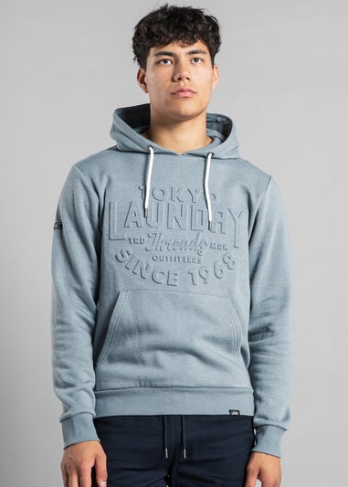 Tokyo Laundry Grey Cotton Blend Embossed Drawstring Hoody