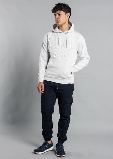 Tokyo Laundry Light Grey Cotton Blend Embossed Drawstring Hoody