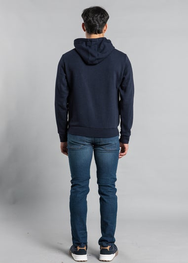 Tokyo Laundry Navy Cotton Blend Embossed Drawstring Hoody