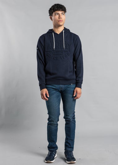 Tokyo Laundry Navy Cotton Blend Embossed Drawstring Hoody